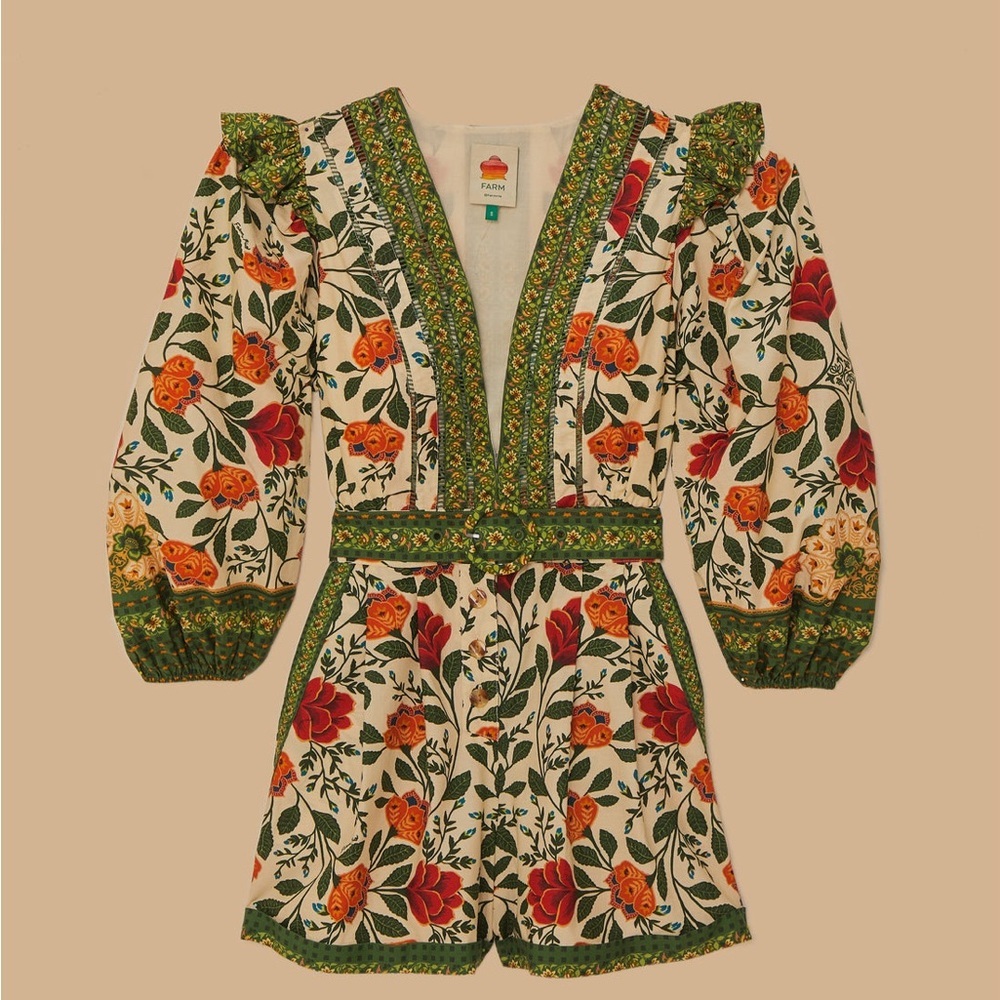 Farm Rio: Sand Garden Tapestry Organic Cotton Romper - Picture 8 of 11